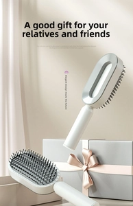 Detailed view of hairbrush set in a gift box featuring ivory and matte silver finish