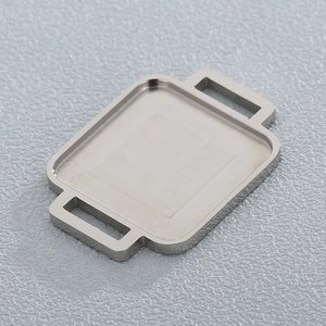 Stainless Steel Rectangular Cabochon Setting Connector DIY Jewelry Making Base Tray For Necklaces With Double Loops