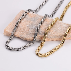 6mm stainless steel Byzantine chain necklace for men in gold and silver finishes