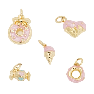 Mignons Pendentifs En Émail Coloré Beignet Crème Glacée Pendentif Seul Plaqué Or Cuivre Charme Pour Accessoires De Fabrication De Bijoux