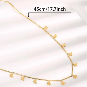 Golden titanium steel butterfly necklace 45cm chain with multi-butterfly pendants