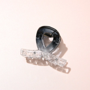 Close-up of a gradient acetate hair claw clip with transparent oval textured details