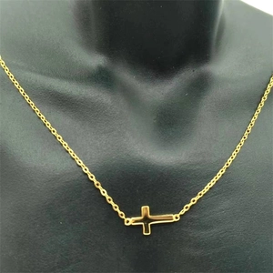 925 Sterling Silver Sideways Cross Necklace Horizontal Minimalist Dainty Tiny Religious Jewelry For Women