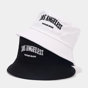 Classic Los Angeles vintage embroidery cotton bucket hats in black and white colors