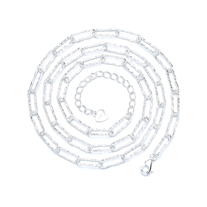 Sparkling 925 sterling silver geometric link necklace with elegant heart charm pendant
