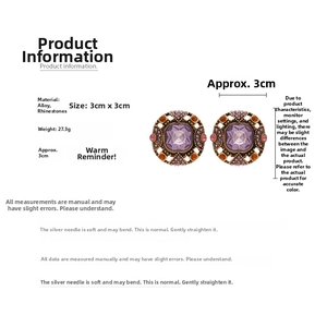 Detaillierte Größentabelle und Produktdaten für vintage geometrische Strassohrringe