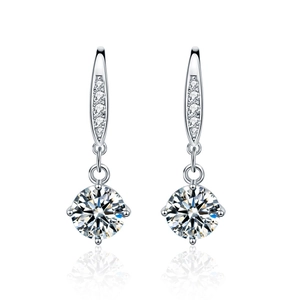 Elegant 925 sterling silver drop earrings with sparkling moissanite stones and hooks