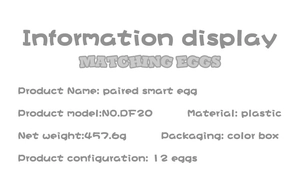 Detailed specifications for 12-piece plastic matching eggs educational toy set