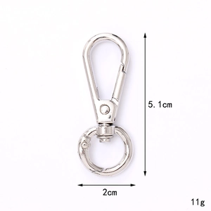 Silver zinc alloy lobster swivel clasp with 5.1cm length and 2cm width specifications