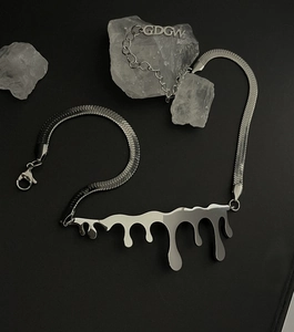 Liquid Drip Pendant Necklace Titanium Steel Molten Lava Snake Chain Punk Choker For Women Modern Minimalist Jewelry