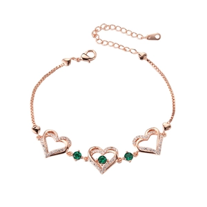 Hollow Heart Bracelet For Women Elegant Interlocking Hearts Cubic Zirconia Copper Base Gold Plated Adjustable Jewelry Gift