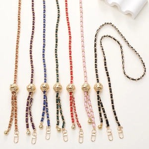 Adjustable Bag Shoulder Strap Replacement Metal Chain Woven PU Leather Crossbody Lanyard Fashion Accessory