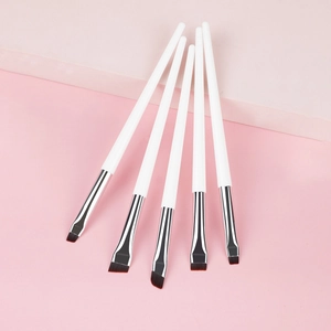5-piece precision eye makeup brush set with fine angled liner and brow brushes