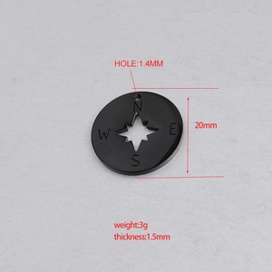 20mm black stainless steel compass charm pendant for DIY jewelry making accessories