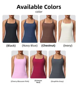 Detailed grid display of sports yoga tank tops in seven vibrant high-elasticity colors