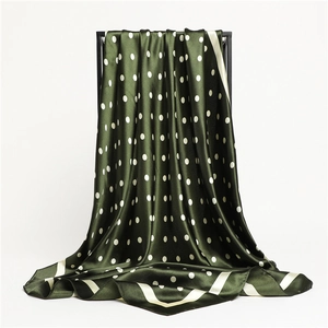 Foulard Quadrato in Raso con Motivo a Pois e Paisley Moda Coreana Donna Grande Morbido Poliestere Simil Seta Scialle Protezione Solare