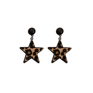 Boucles d'oreilles étoiles avec motif léopard et clou noir pour bijoux de mode