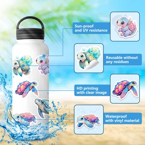 Waterproof vinyl sea turtle stickers detail showing UV protection and HD printing quality