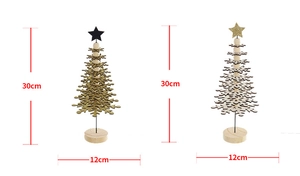 Size chart for 30cm mini wooden Christmas trees with snowflake and gold star details
