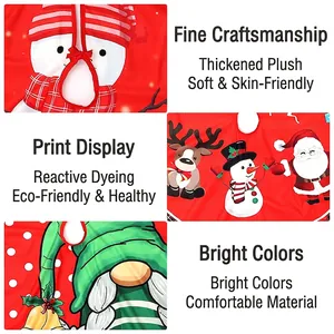 Christmas tree skirt made of thick plush fabric with festive cartoon print patterns