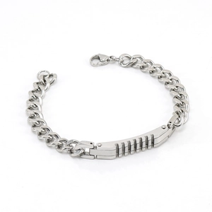 Bracelet Gourmette Pour Homme Plaqué Or 18K Acier Inoxydable Barre Mécanique Industrielle Bijoux Punk Hip Hop
