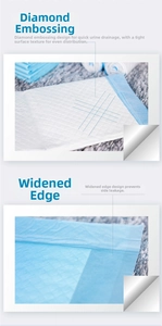 Detail of diamond embossed texture and widened anti-leak edges on pet training pads