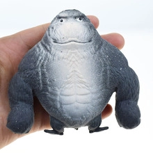 Close-up of a stretchable gorilla fidget toy showing realistic muscle textures and details