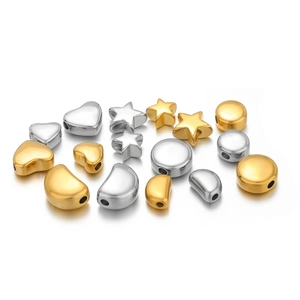 Golden and silver heart, star, and moon geometric metal charms for DIY jewelry making