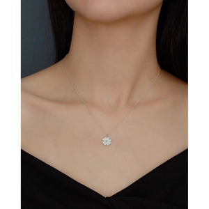 Elegant S925 sterling silver evil eye pendant necklace worn on a woman's collarbone