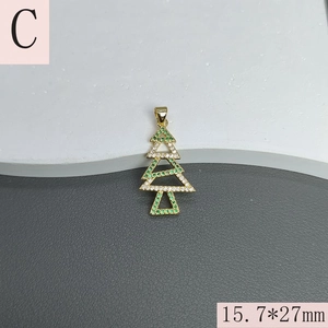 Detail of gold Christmas tree pendant with green zircon and 15.7*27mm size mark
