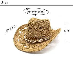 Tableau des tailles avec tour de tête et largeur du bord du chapeau de cowboy en paille