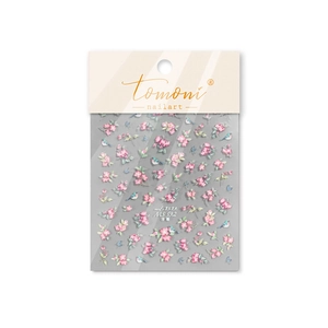 Embossed nail art stickers featuring pink flowers and blue birds design, model MS 592