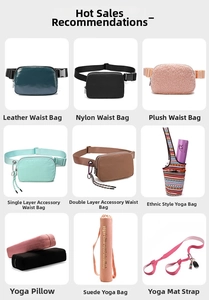 Collection of nylon and leather belt bags shown in a professional grid layout