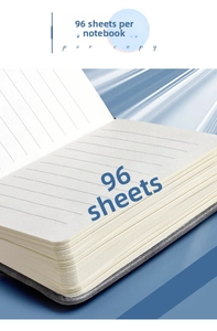 Detailed macro view showing the 96 sheets of thick lined paper in a mini pocket notebook