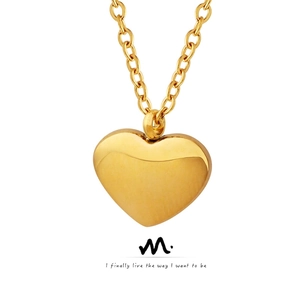 Heart Pendant Necklace 18K Gold Plated Stainless Steel Minimalist Romantic Jewelry For Women Adjustable