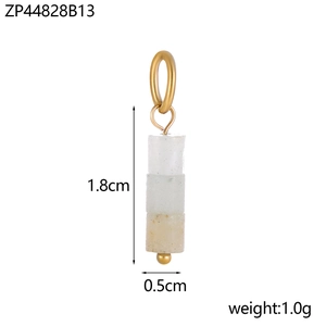 Vertical three-bead natural stone pendant showing 1.8cm height and 0.5cm width dimensions