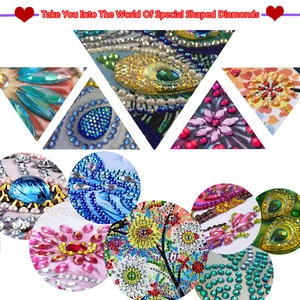 Close-up of various shapes and colors of sparkling 5D diamonds for acrylic Christmas wreaths