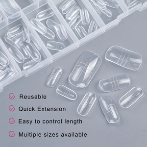 Transparente Dual-Nagelformen mit Skala in einer klaren Organizer-Aufbewahrungsbox
