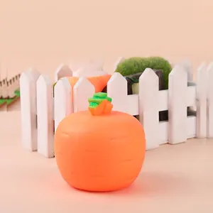 Carrot-shaped squeeze toy for stress relief featuring realistic orange TPR texture