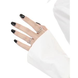 S925 sterling silver minimalist double layer and twisted open ring for women