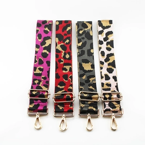 Adjustable leopard print bag strap replacement with gold hardware in multiple colors