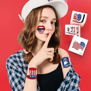 Detail of USA 250th Independence Day temporary tattoos featuring eagle and flag designs