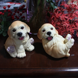 Figuritas de resina de cachorros Golden Retriever sentados y acostados para hogar
