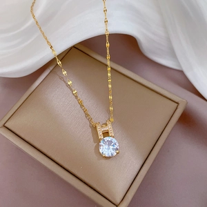 Luxurious 18K gold plated H-letter pendant necklace with shimmering zircon stones
