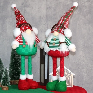Christmas Gnome Doll Ornaments Retractable Legs Knitted Fabric And Plush Faceless Old Man For Home Party Holiday Decoration