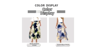 Detailed close-up showing abstract oil painting prints on high-waist pleated A-line skirts