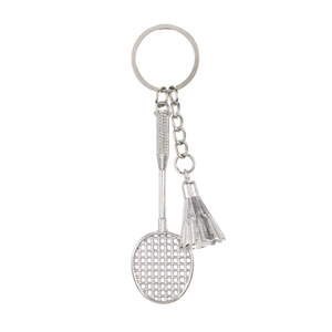 Badminton Racket And Shuttlecock Keychain Zinc Alloy Metal Sports Theme Mini Pendant Souvenir Key Ring For Bag