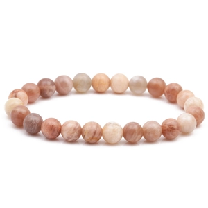 Natural 8mm imperial stone beaded bracelet with warm brown and beige mineral textures