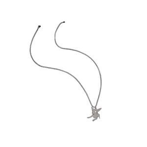 Silver dog pendant necklace for men featuring a cute Chihuahua charm on a long metal chain