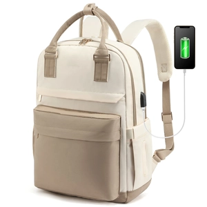 Women Laptop Backpack Waterproof Oxford Large Capacity USB Charging Port Travel School College Bag
